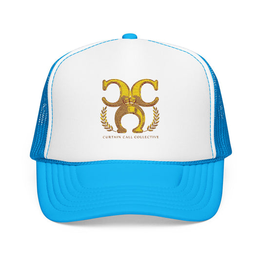 Gold Fleur Trucker Hat — Vintage Heraldic Crest Foam Cap