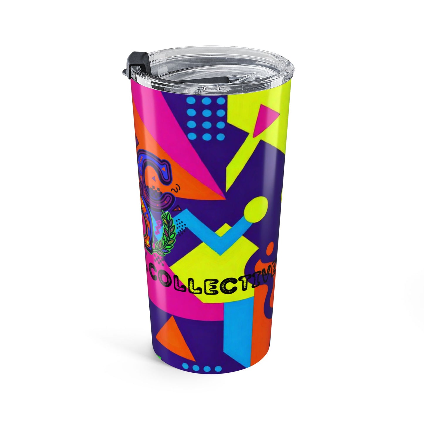 20oz Neon Pop Art Tumbler – Colorful Retro Geometric Travel Cup