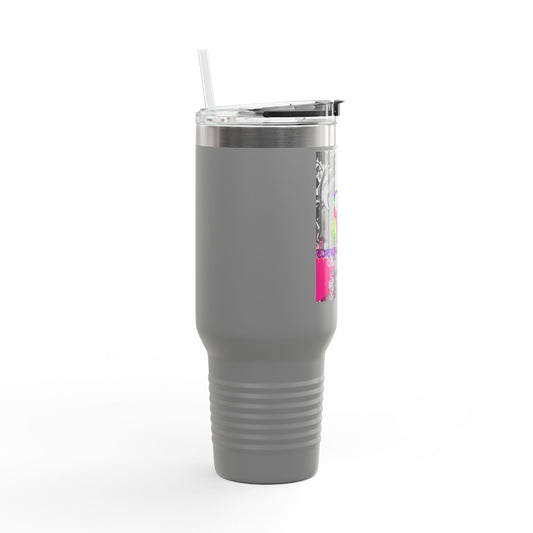 40oz Insulated Travel Mug — Neon Graffiti "Do You" Design