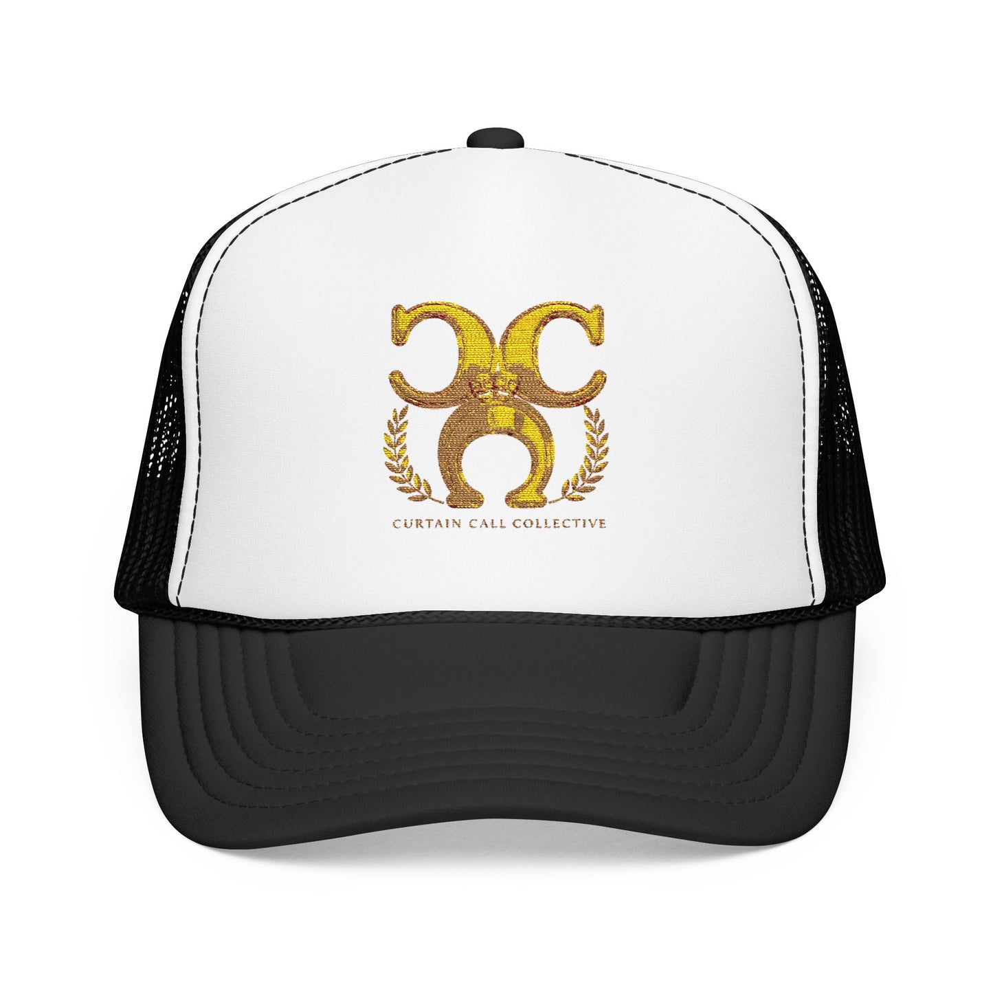 Gold Fleur Trucker Hat — Vintage Heraldic Crest Foam Cap