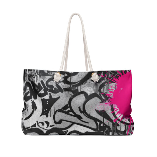 Graffiti Logo Weekender Bag — Curtain Cat Collective Urban Travel Tote