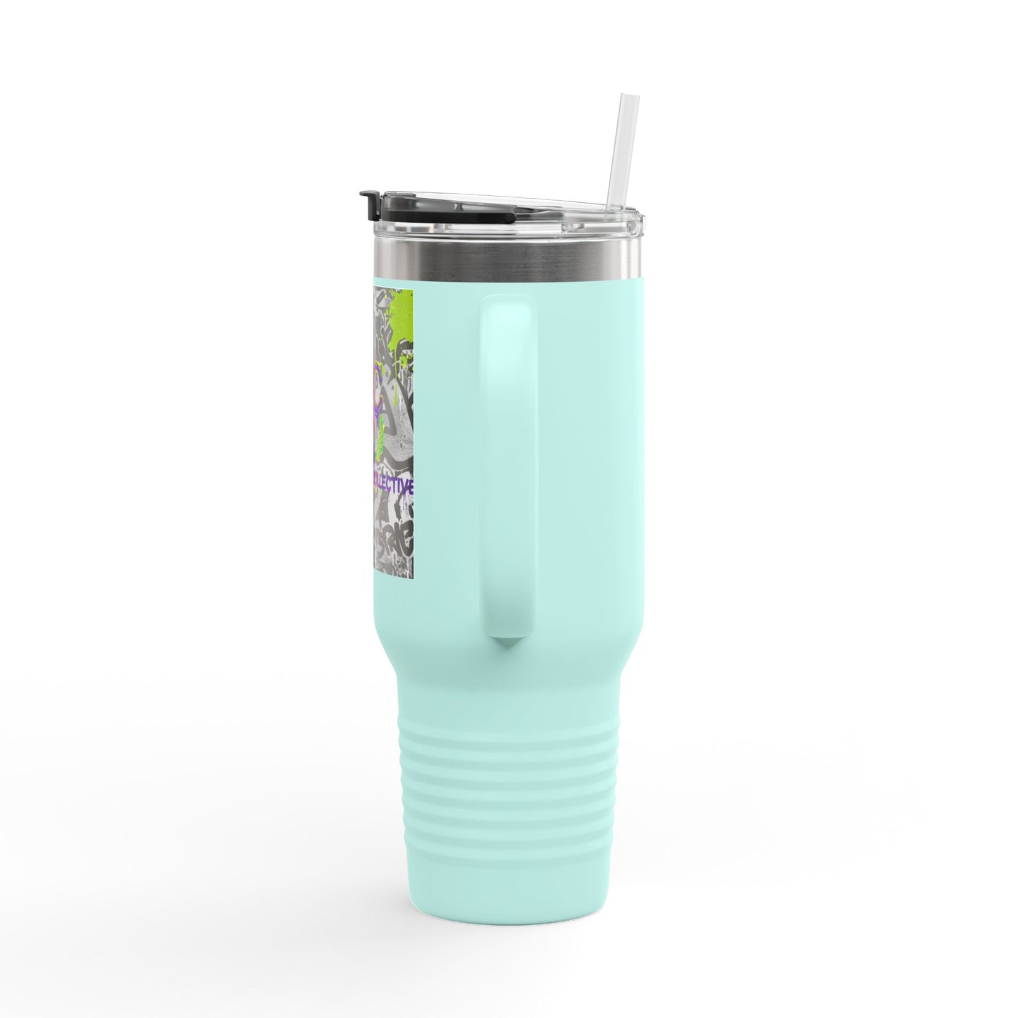 40oz Insulated Travel Mug — Neon Graffiti "Do You" Design
