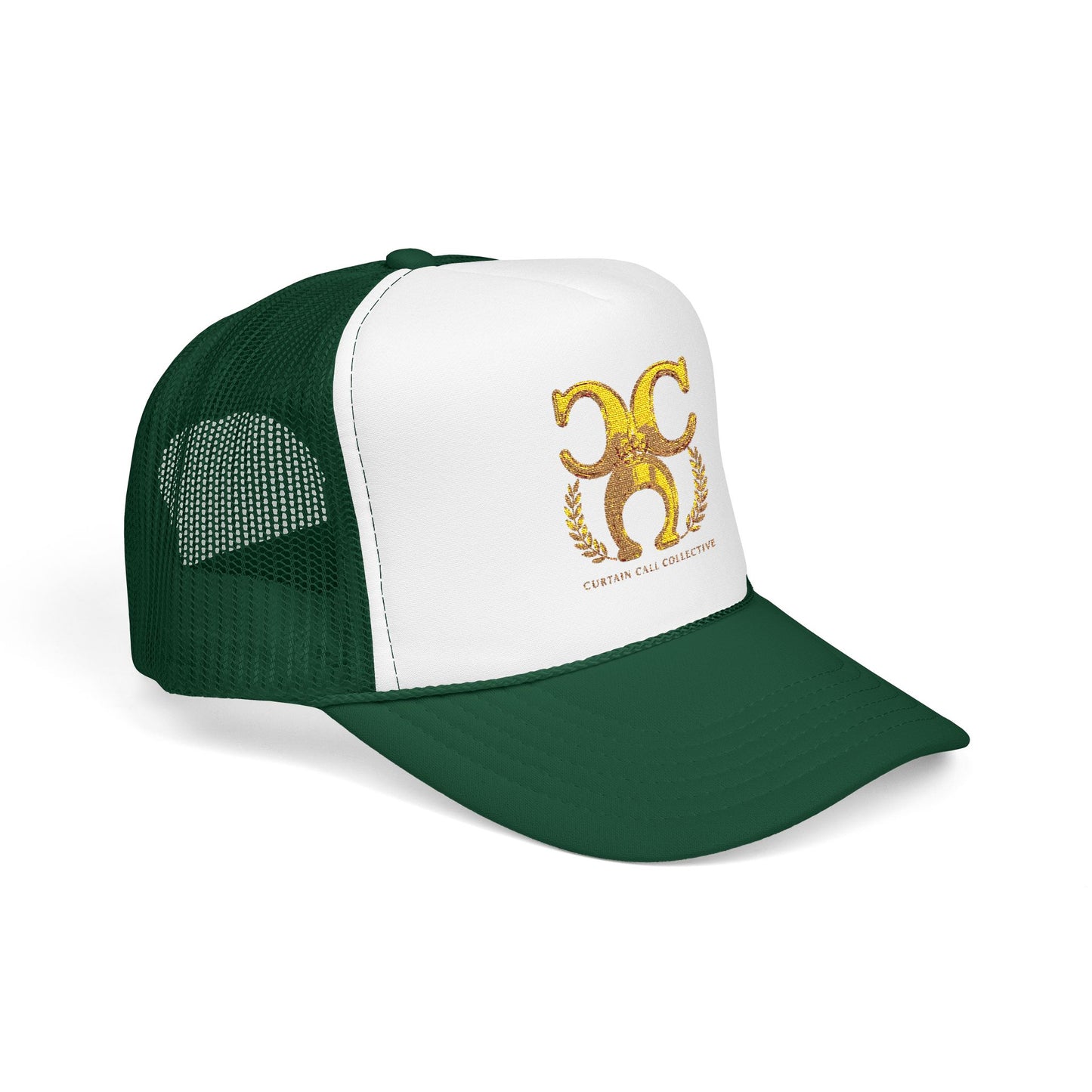 Gold Fleur Trucker Hat — Vintage Heraldic Crest Foam Cap