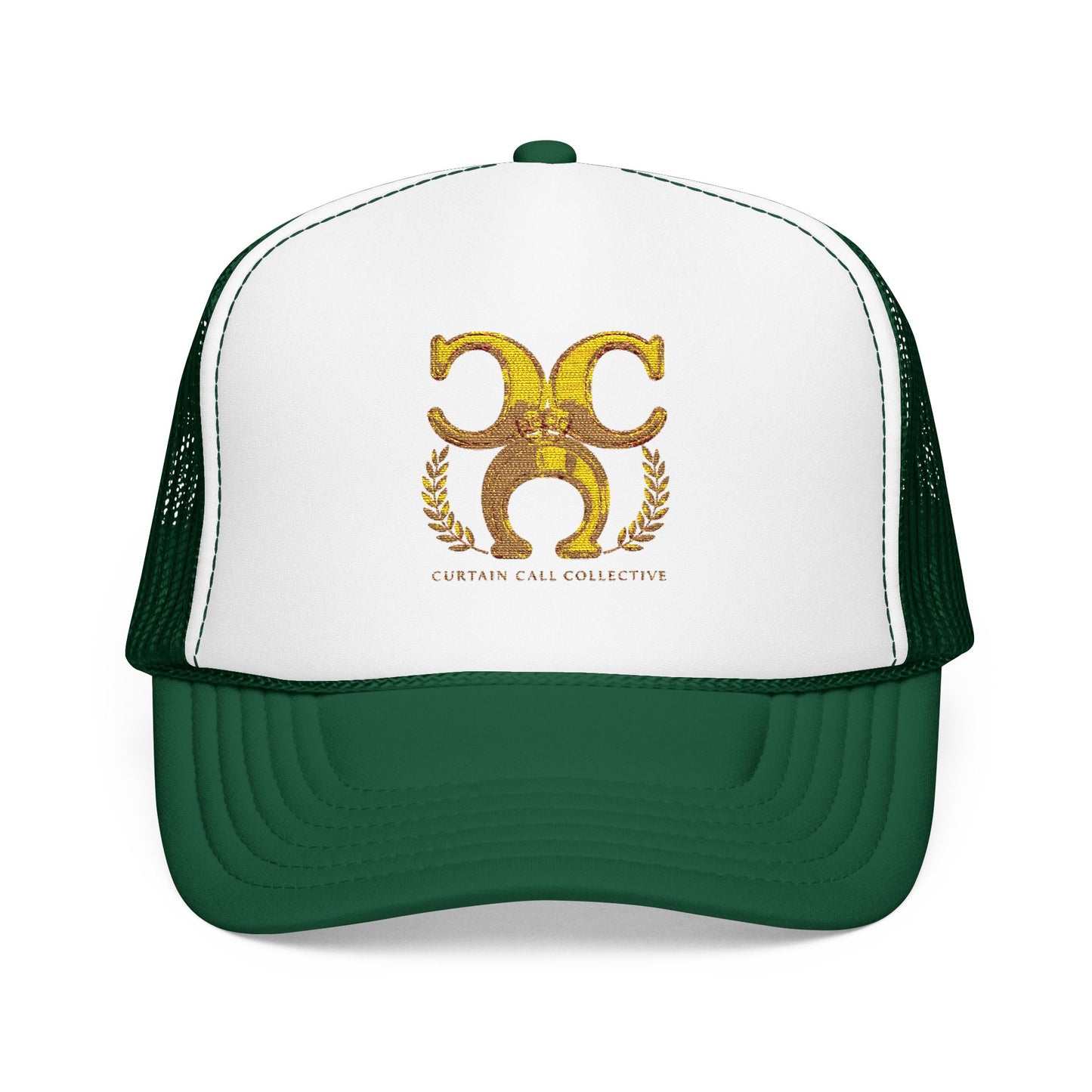 Gold Fleur Trucker Hat — Vintage Heraldic Crest Foam Cap