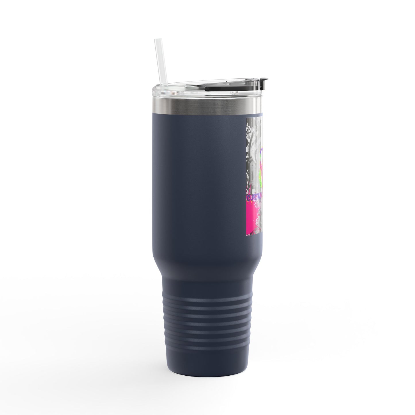 40oz Insulated Travel Mug — Neon Graffiti "Do You" Design