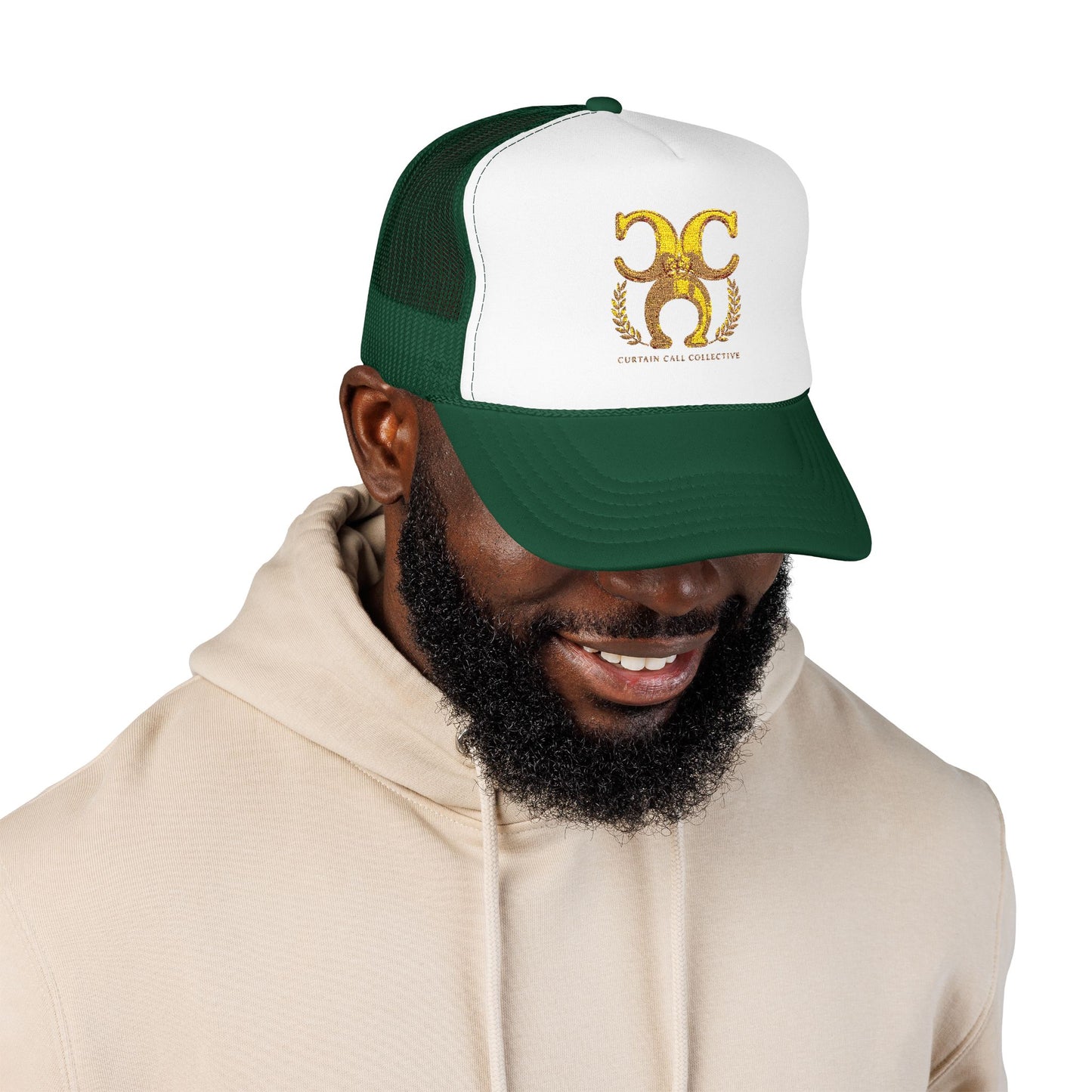 Gold Fleur Trucker Hat — Vintage Heraldic Crest Foam Cap