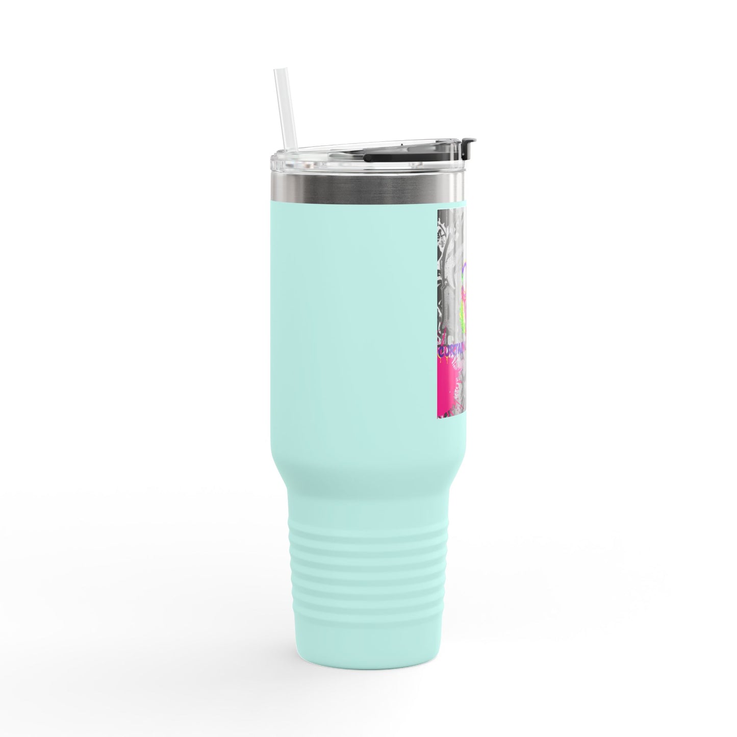 40oz Insulated Travel Mug — Neon Graffiti "Do You" Design