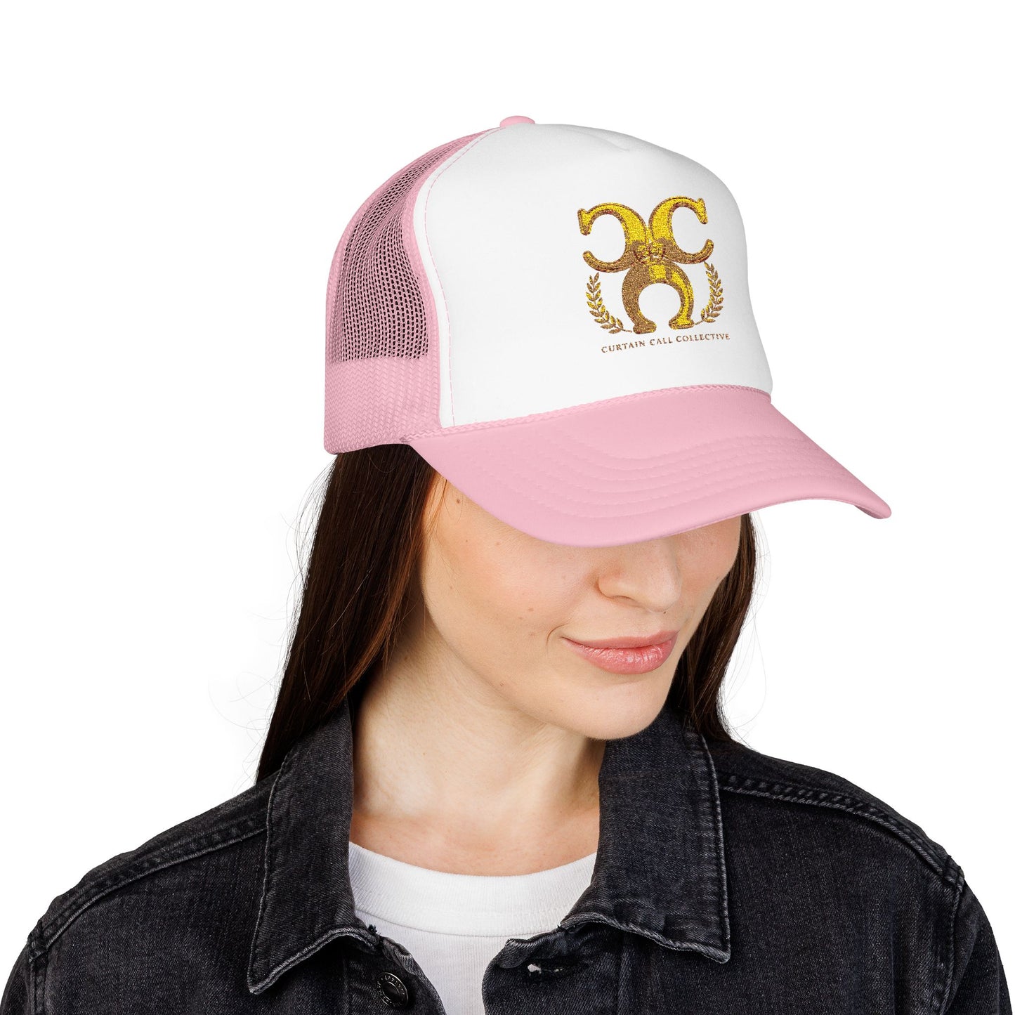 Gold Fleur Trucker Hat — Vintage Heraldic Crest Foam Cap