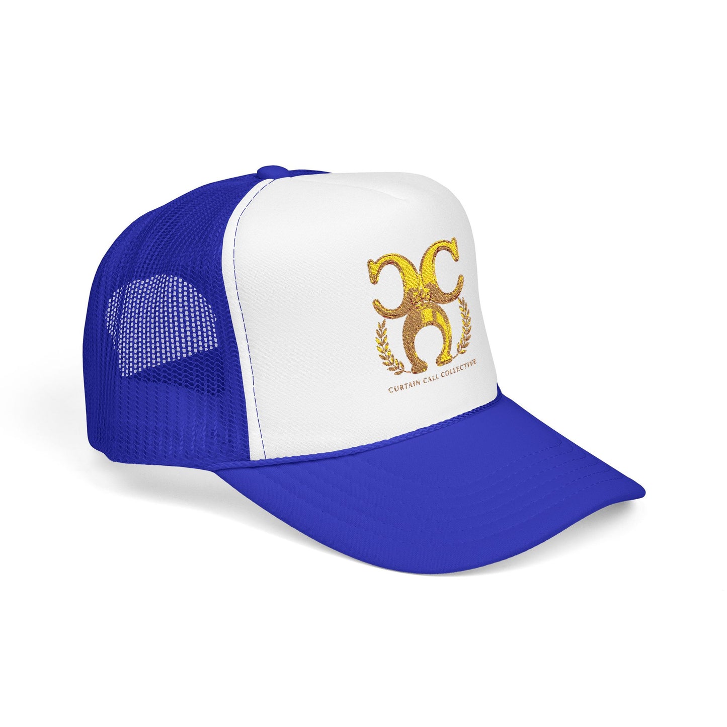 Gold Fleur Trucker Hat — Vintage Heraldic Crest Foam Cap