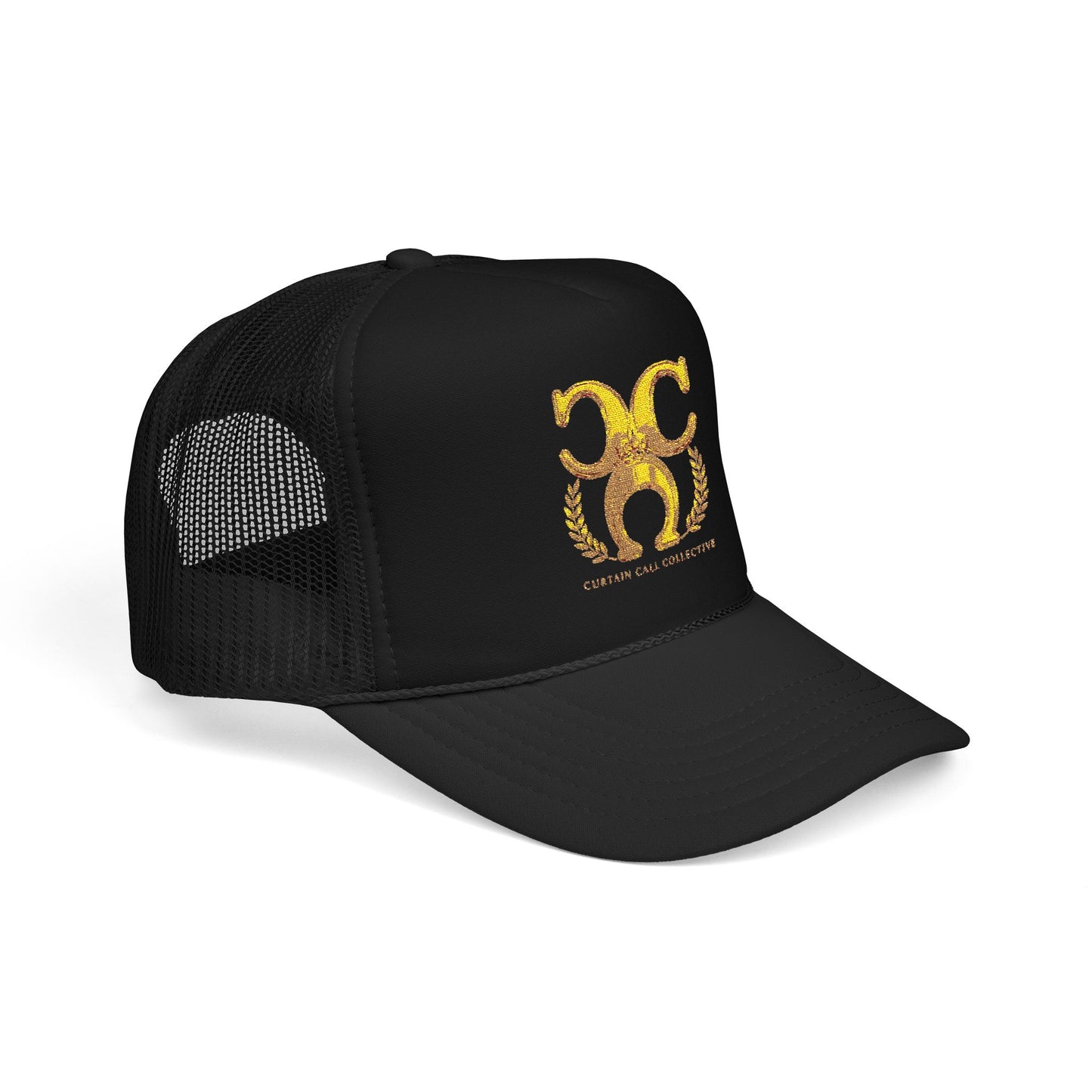 Gold Fleur Trucker Hat — Vintage Heraldic Crest Foam Cap