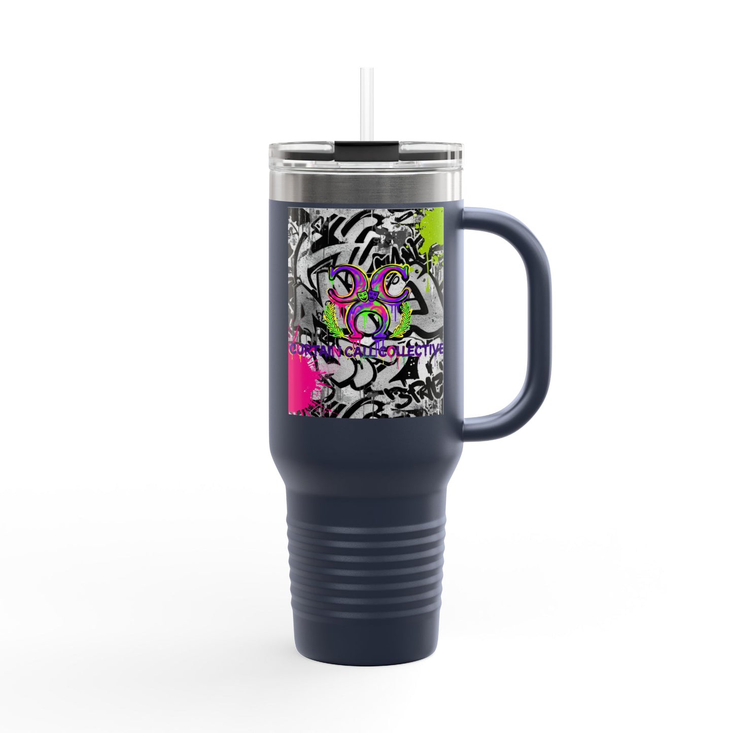40oz Insulated Travel Mug — Neon Graffiti "Do You" Design
