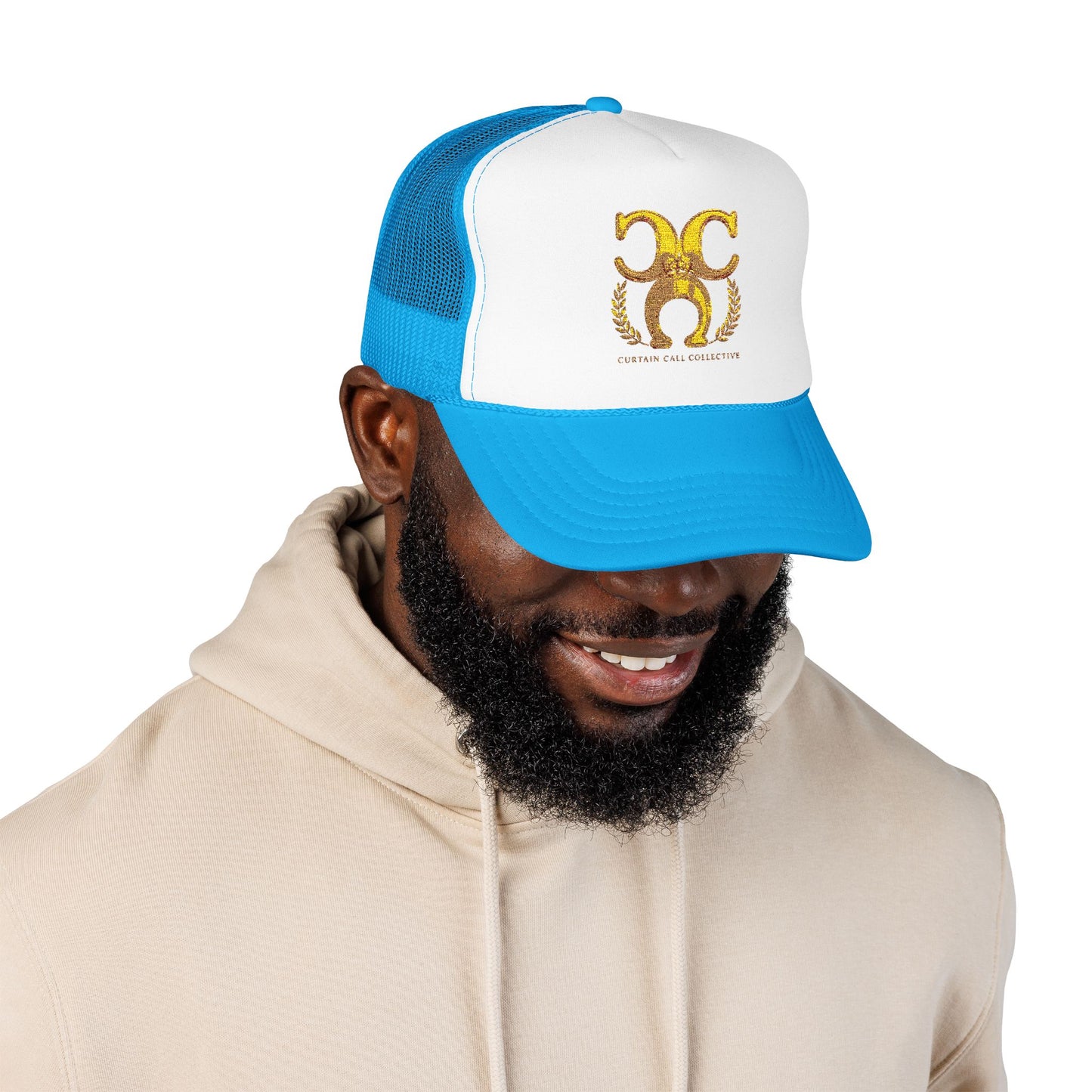 Gold Fleur Trucker Hat — Vintage Heraldic Crest Foam Cap