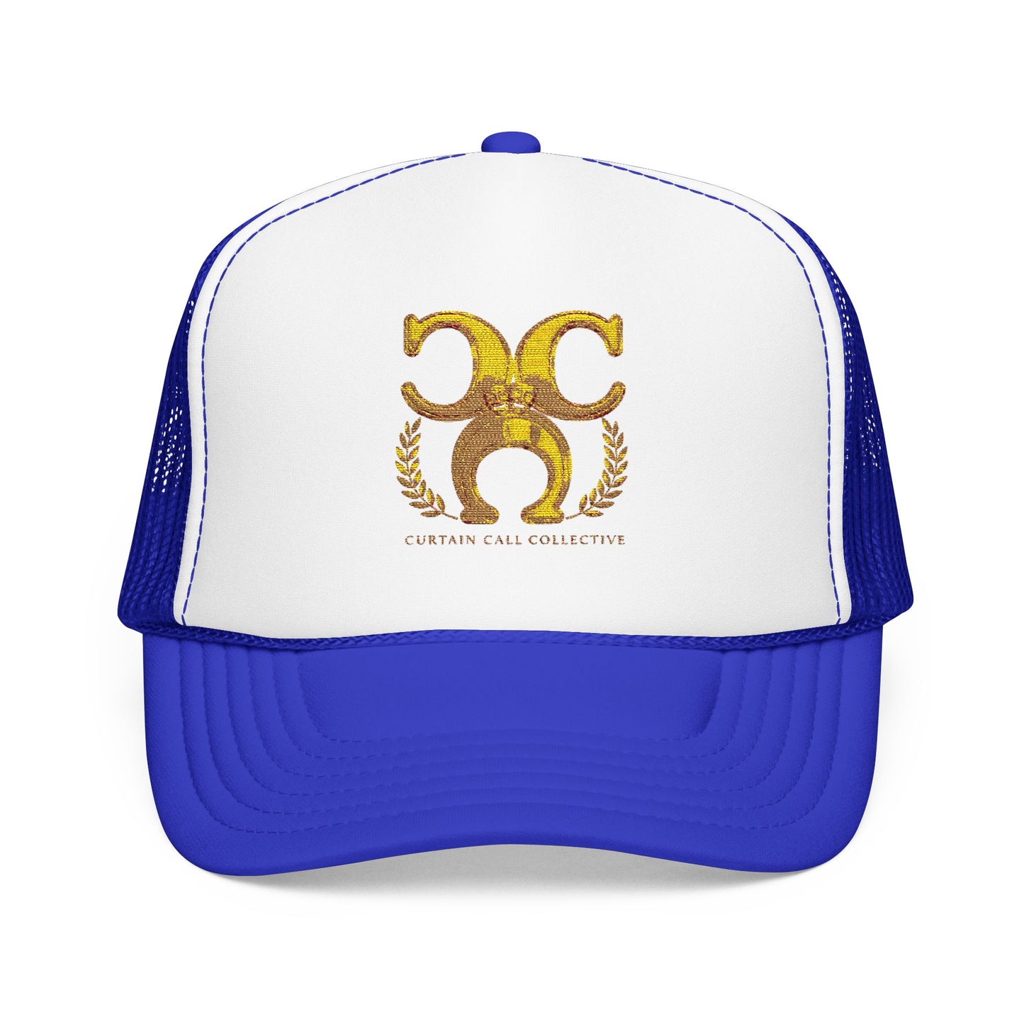 Gold Fleur Trucker Hat — Vintage Heraldic Crest Foam Cap