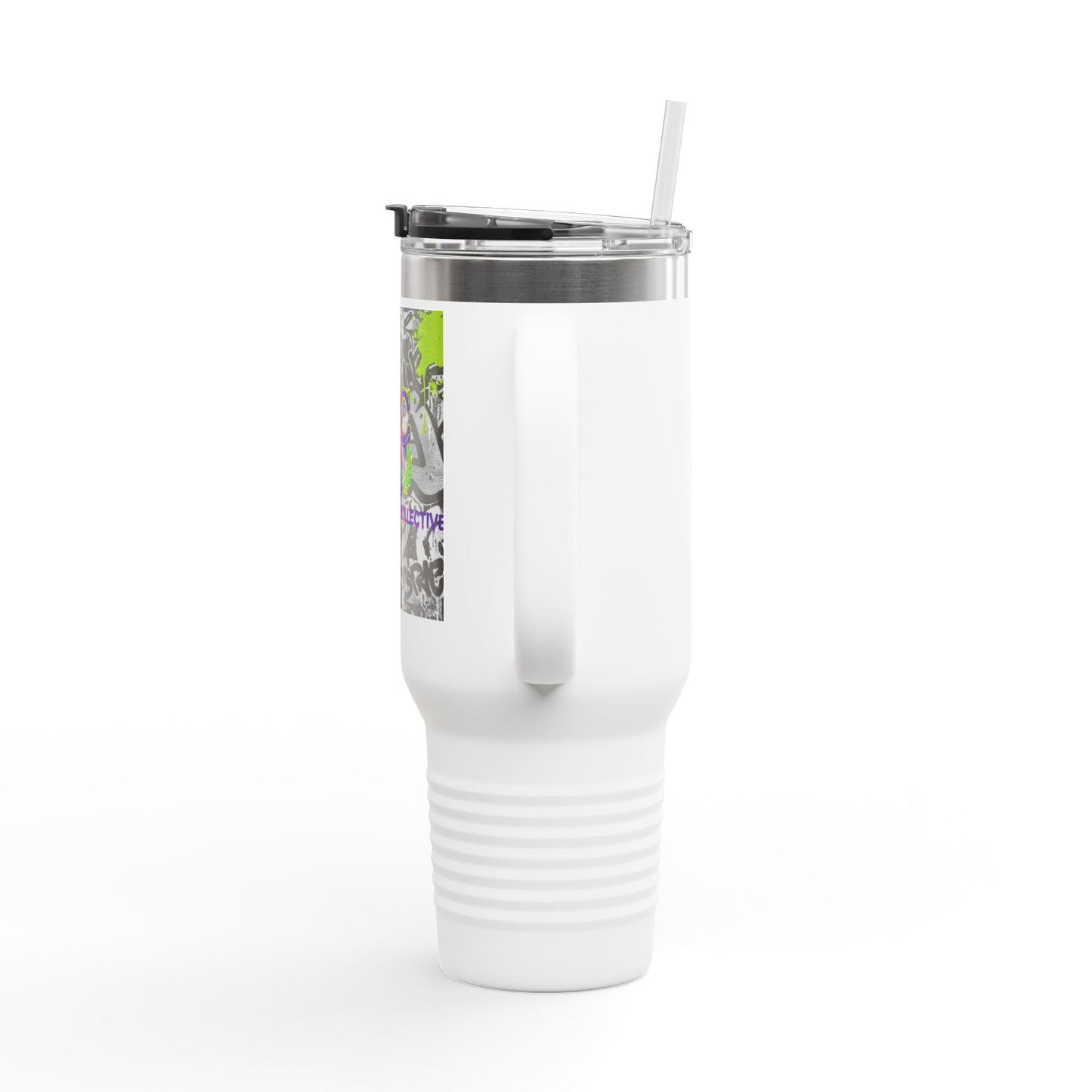 40oz Insulated Travel Mug — Neon Graffiti "Do You" Design