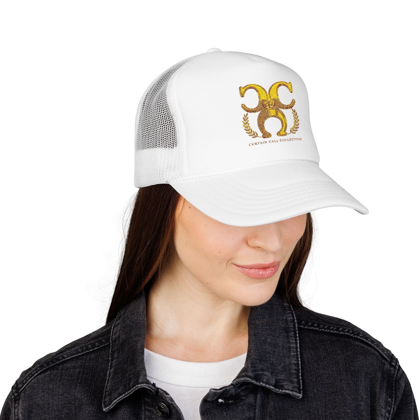 Gold Fleur Trucker Hat — Vintage Heraldic Crest Foam Cap