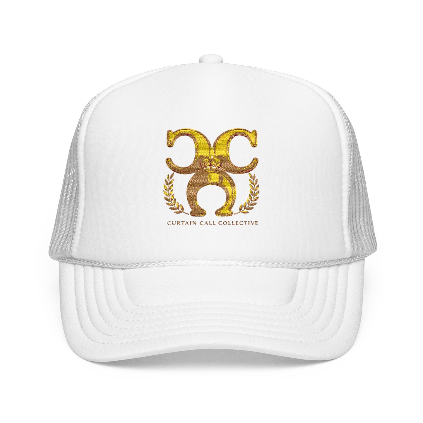 Gold Fleur Trucker Hat — Vintage Heraldic Crest Foam Cap