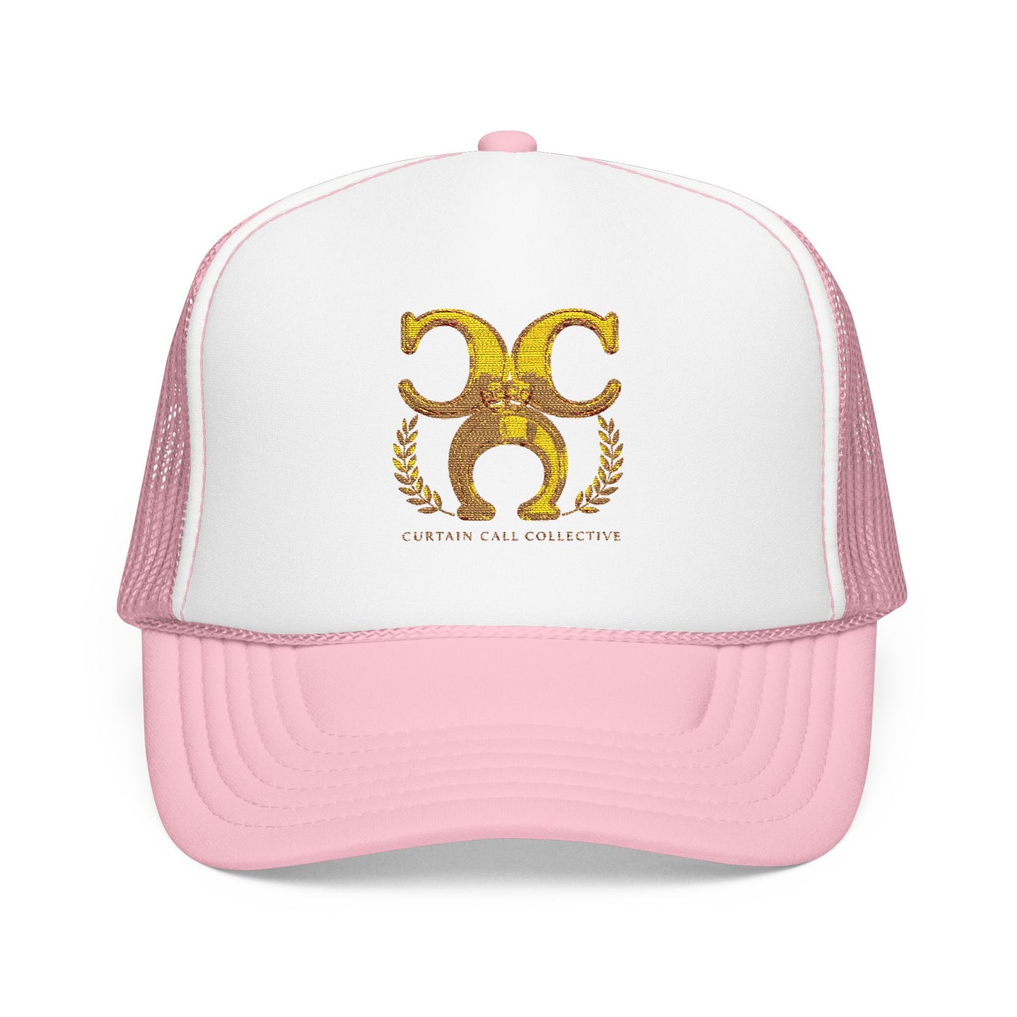 Gold Fleur Trucker Hat — Vintage Heraldic Crest Foam Cap