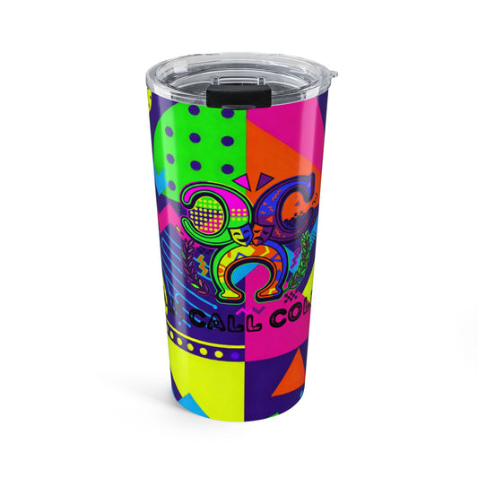 20oz Neon Pop Art Tumbler – Colorful Retro Geometric Travel Cup