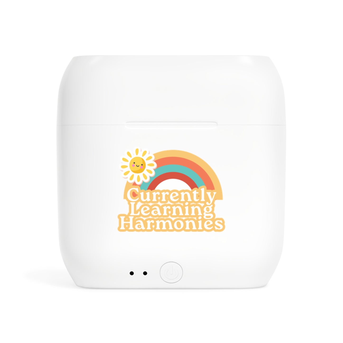 Wireless Earbuds Case — 'Currently Learning Harmonies' Retro Rainbow Design