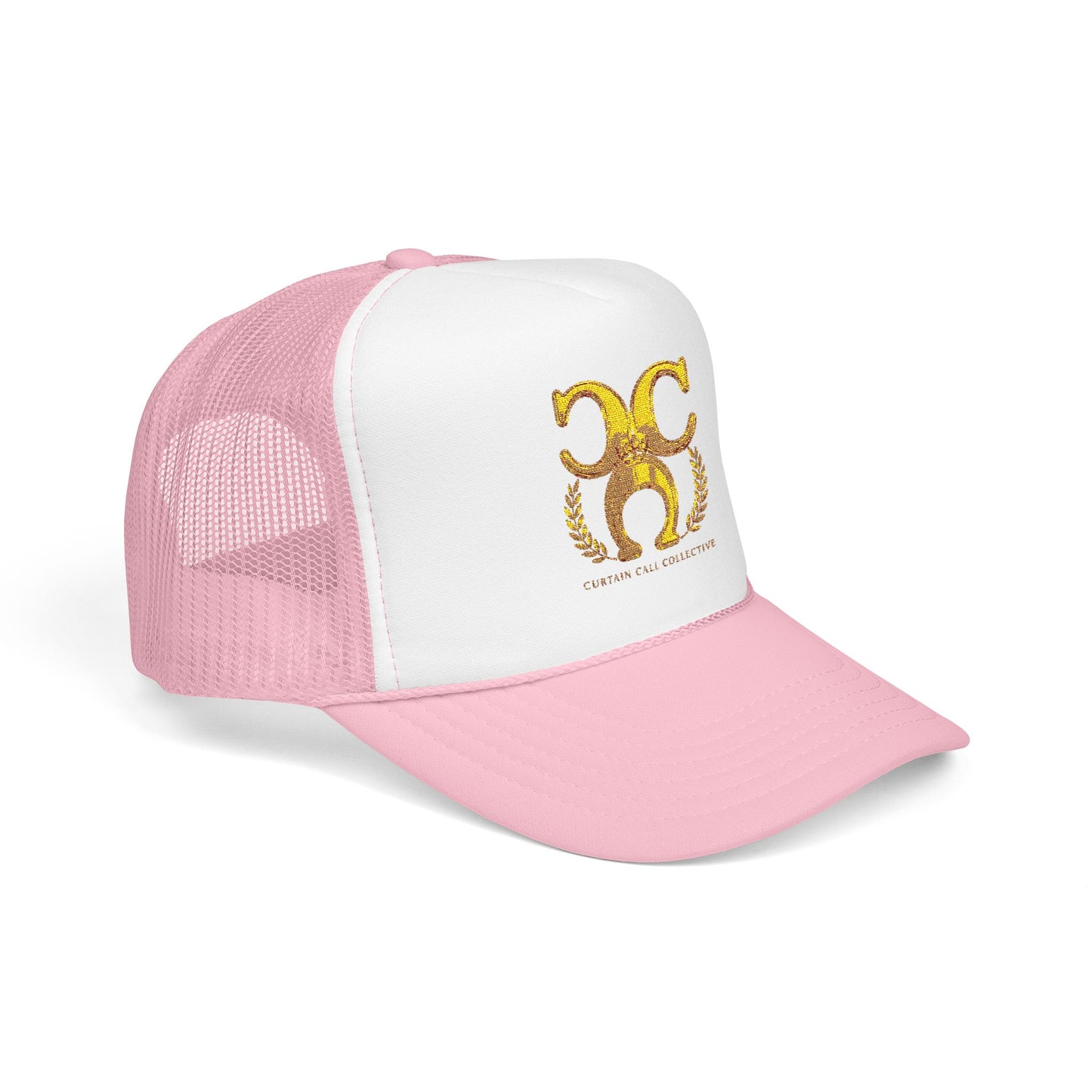 Gold Fleur Trucker Hat — Vintage Heraldic Crest Foam Cap