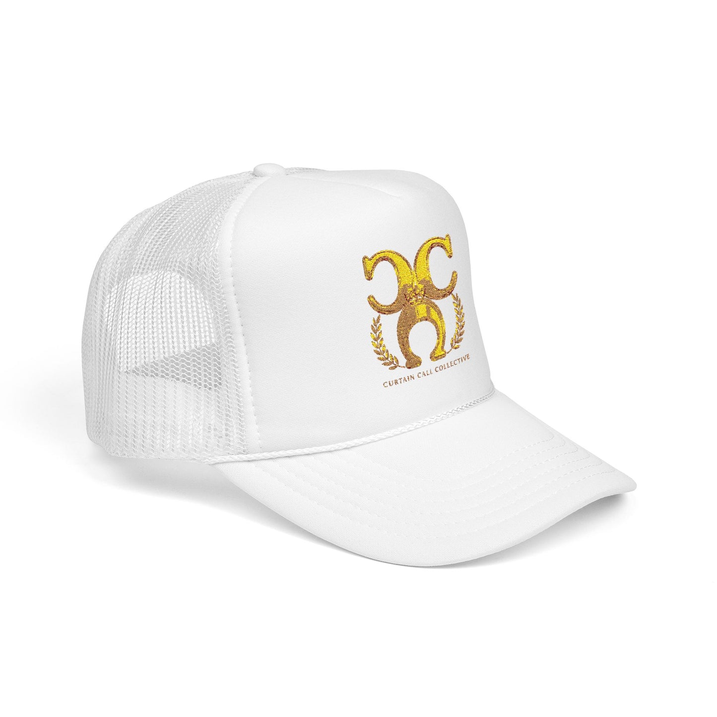 Gold Fleur Trucker Hat — Vintage Heraldic Crest Foam Cap