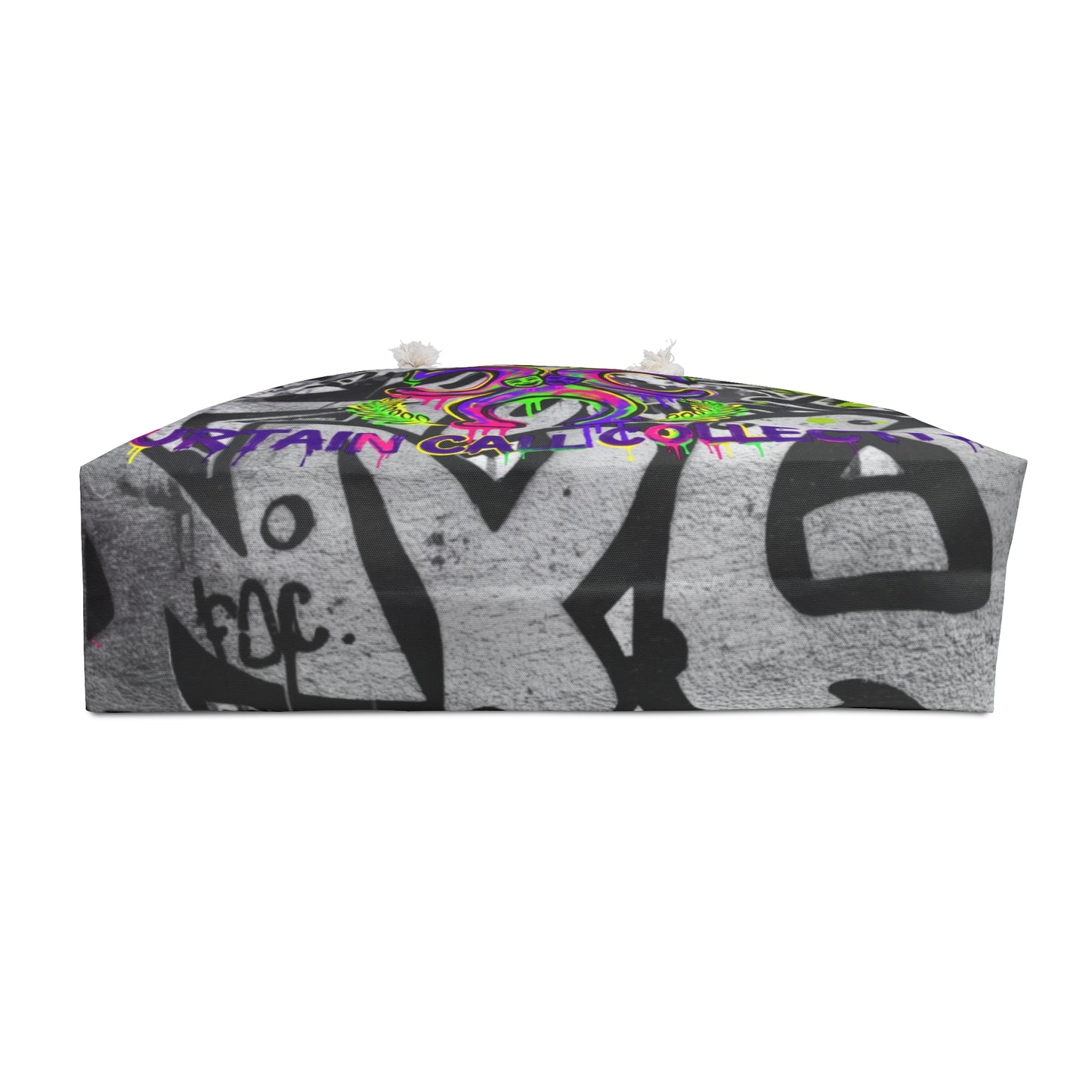 Graffiti Logo Weekender Bag — Curtain Cat Collective Urban Travel Tote