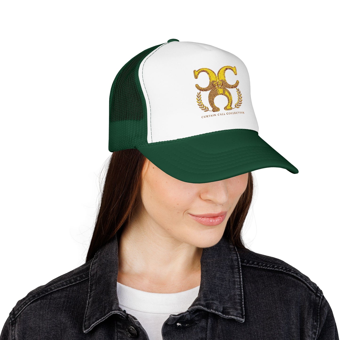 Gold Fleur Trucker Hat — Vintage Heraldic Crest Foam Cap