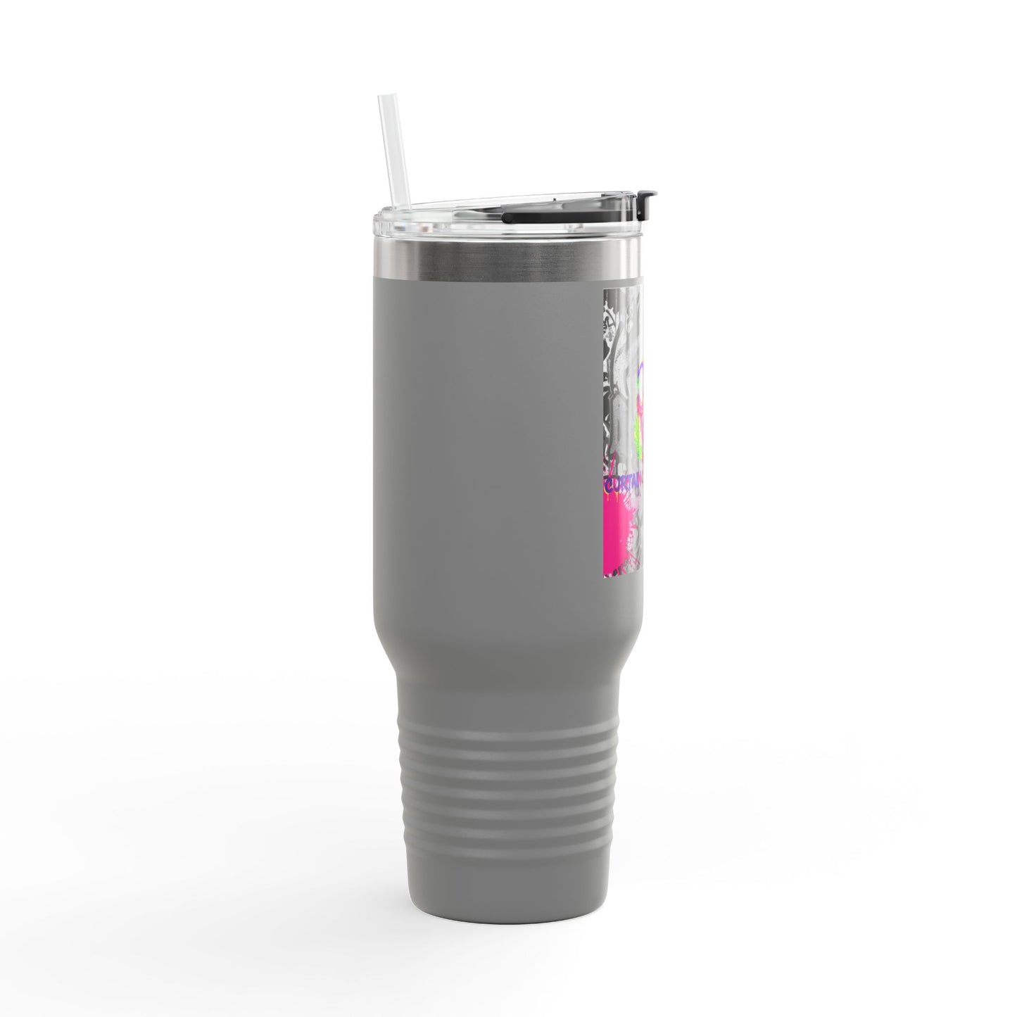 40oz Insulated Travel Mug — Neon Graffiti "Do You" Design