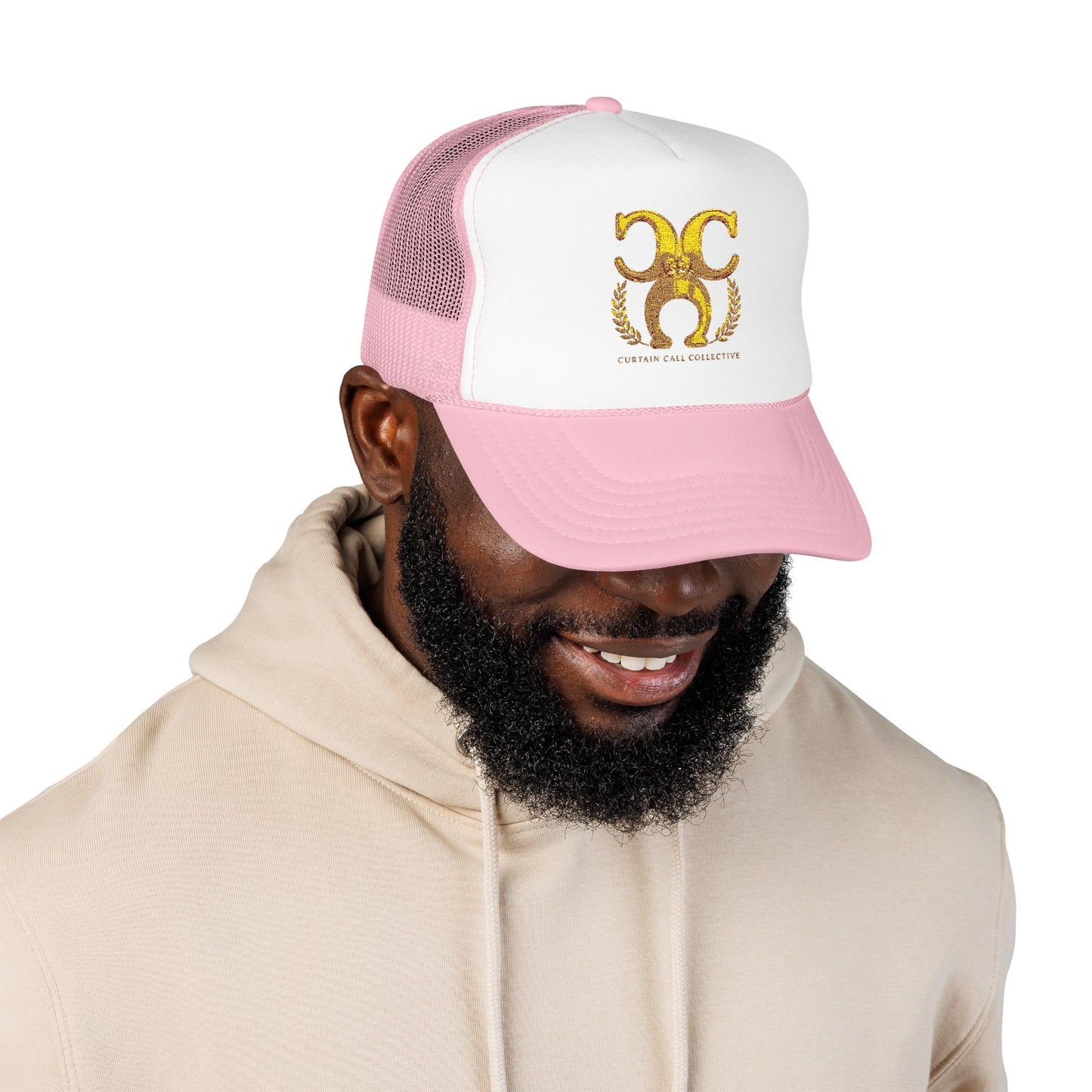 Gold Fleur Trucker Hat — Vintage Heraldic Crest Foam Cap