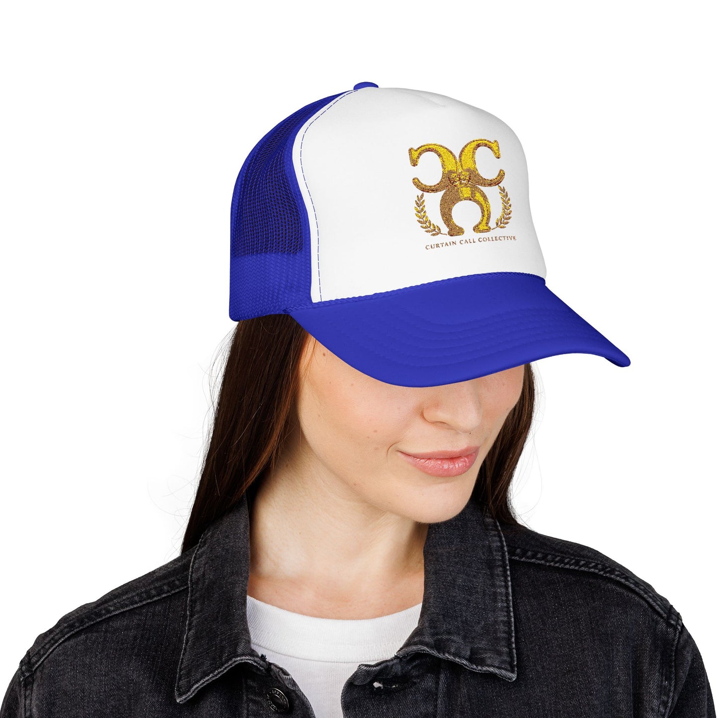 Gold Fleur Trucker Hat — Vintage Heraldic Crest Foam Cap