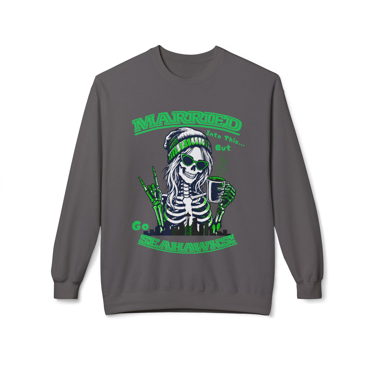 Married Into The Pack Seahawks Skeleton Crewneck Sweatshirt