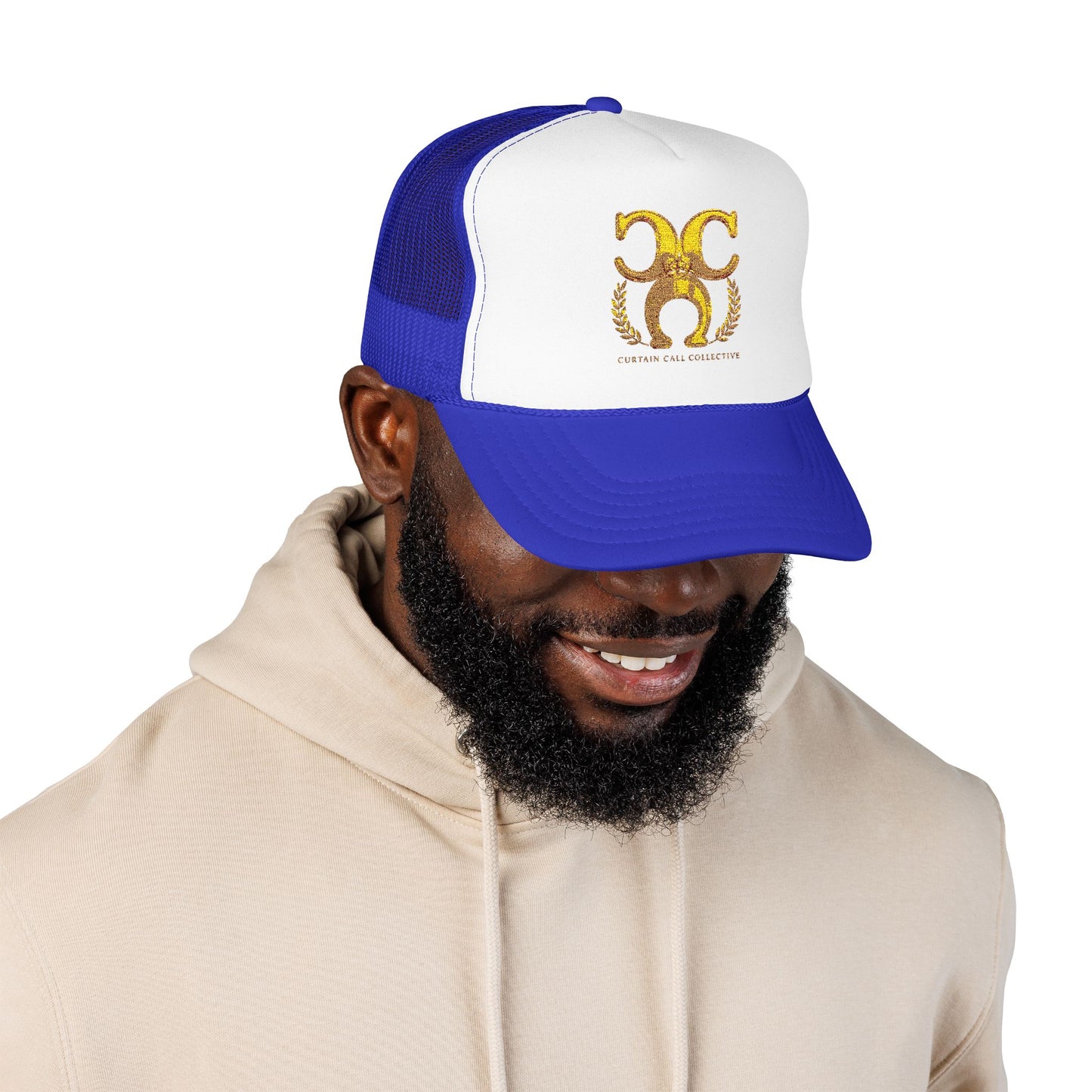 Gold Fleur Trucker Hat — Vintage Heraldic Crest Foam Cap