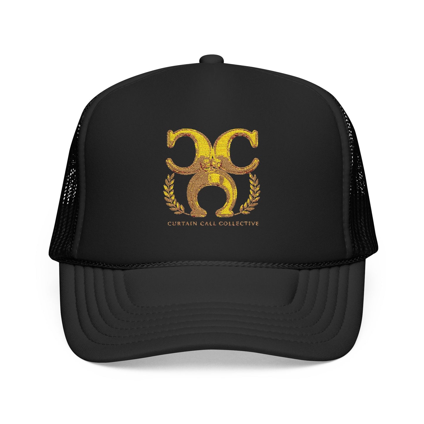 Gold Fleur Trucker Hat — Vintage Heraldic Crest Foam Cap