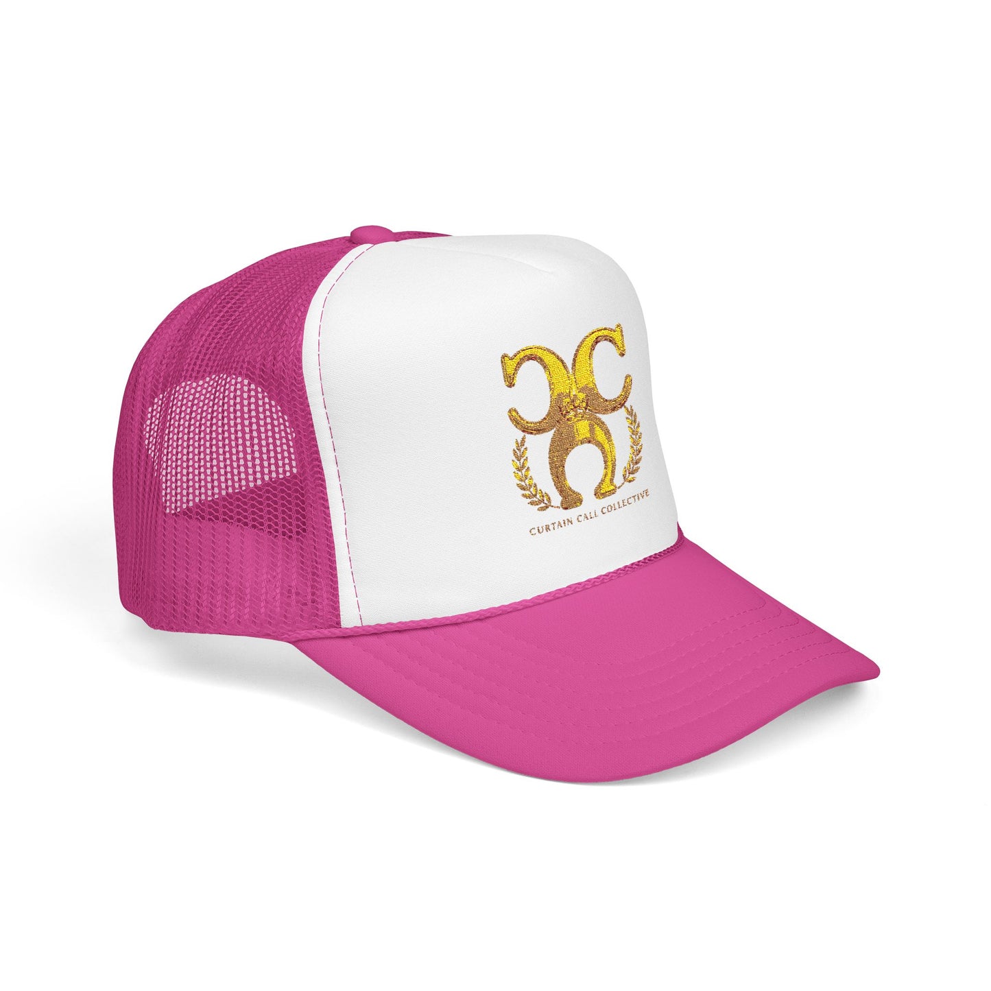 Gold Fleur Trucker Hat — Vintage Heraldic Crest Foam Cap