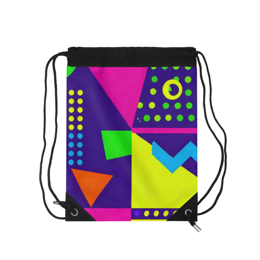 Neon Retro Geometric Drawstring Bag