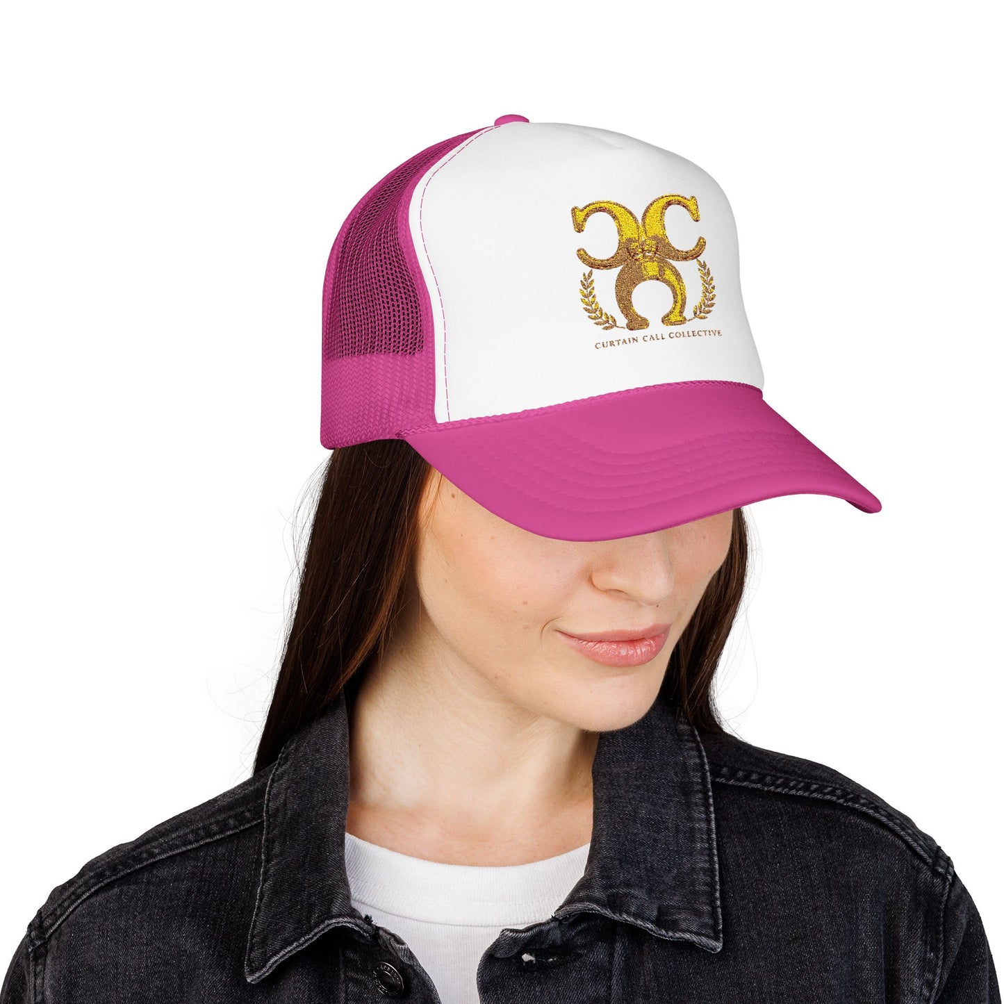 Gold Fleur Trucker Hat — Vintage Heraldic Crest Foam Cap