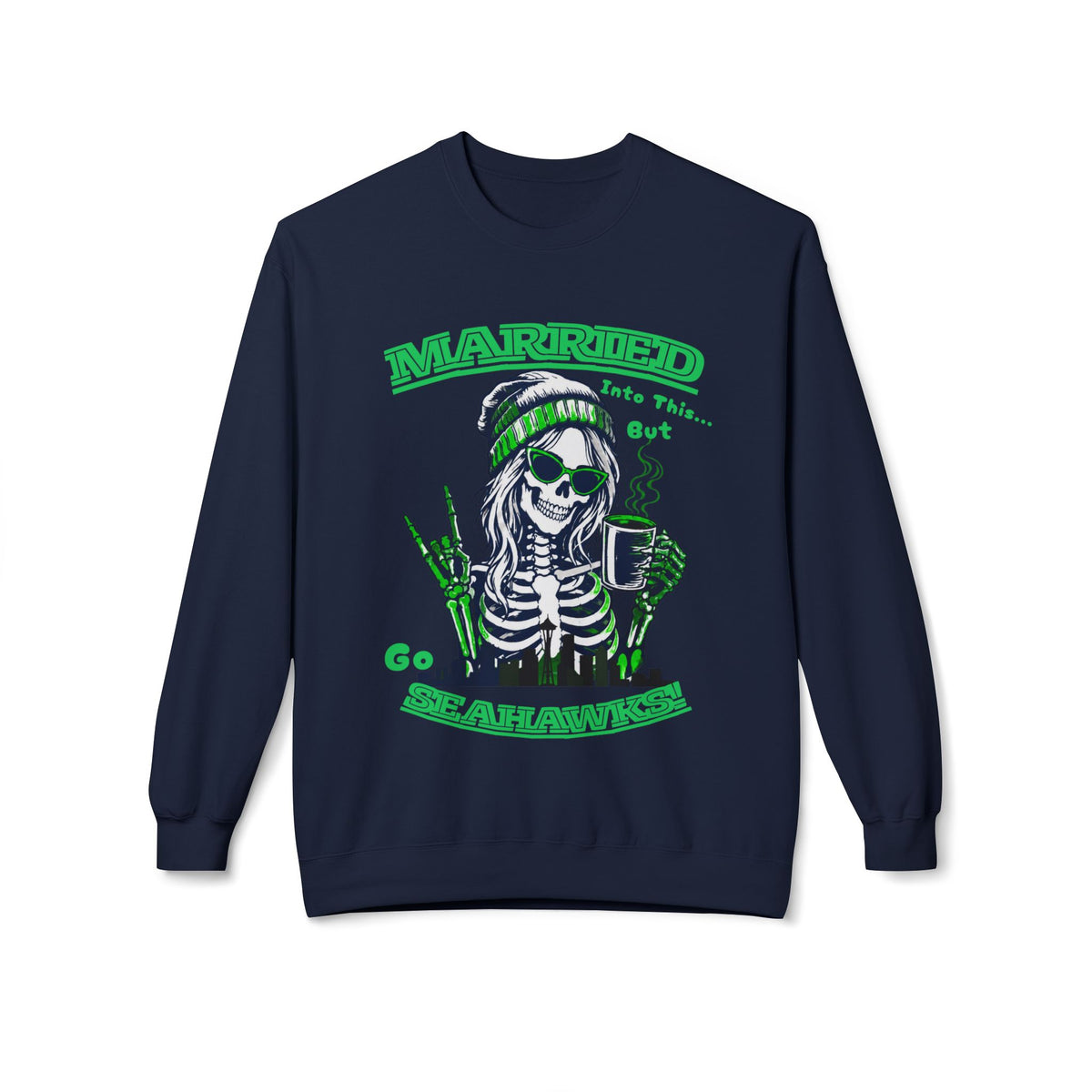 Married Into The Pack Seahawks Skeleton Crewneck Sweatshirt
