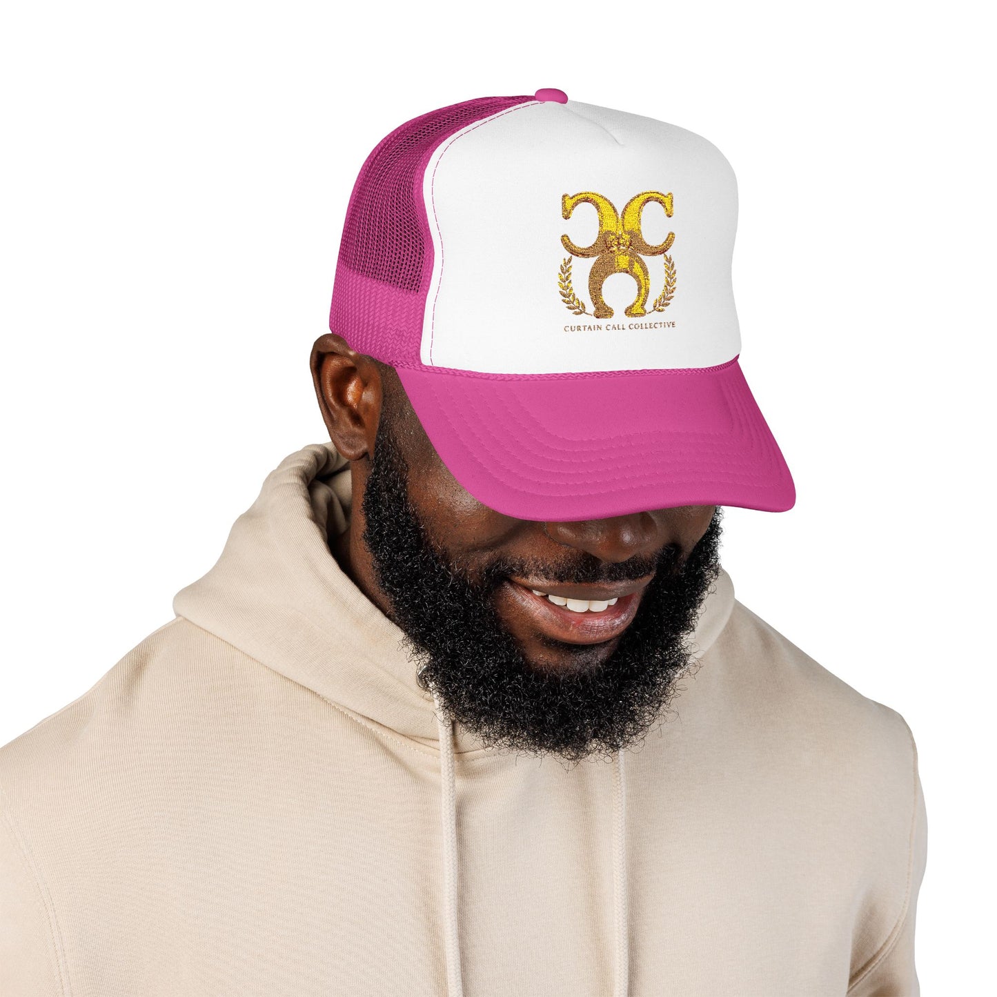 Gold Fleur Trucker Hat — Vintage Heraldic Crest Foam Cap